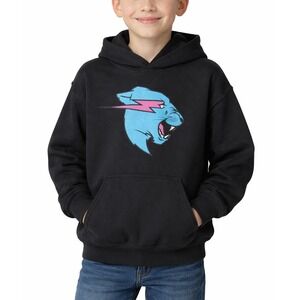 MrBeast Boys Black Hoodie Panther Logo Graphic Youth Size 8